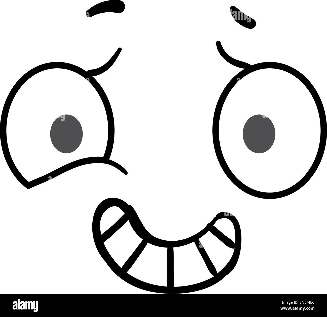 Sourire nerveux. Expression de la face dessinée. Bande dessinée rétro emoji Illustration de Vecteur