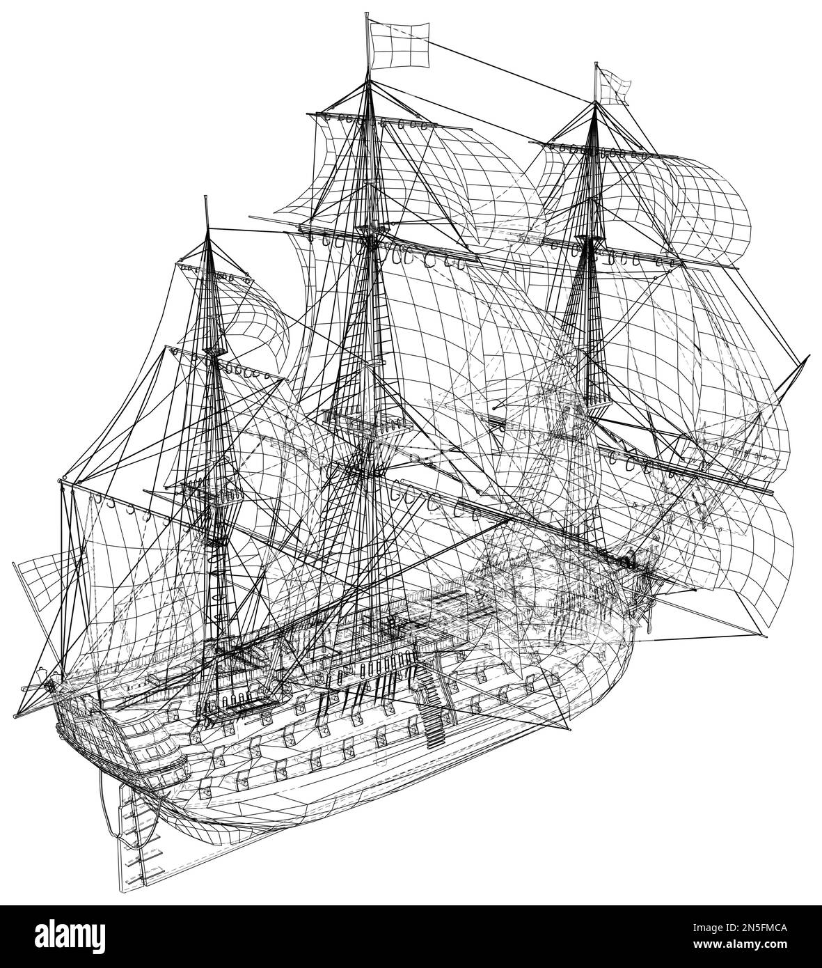 Yachts. Mouette dans le ciel. Tracez une ligne continue. Illustration vectorielle. Isolé sur fond blanc Illustration de Vecteur