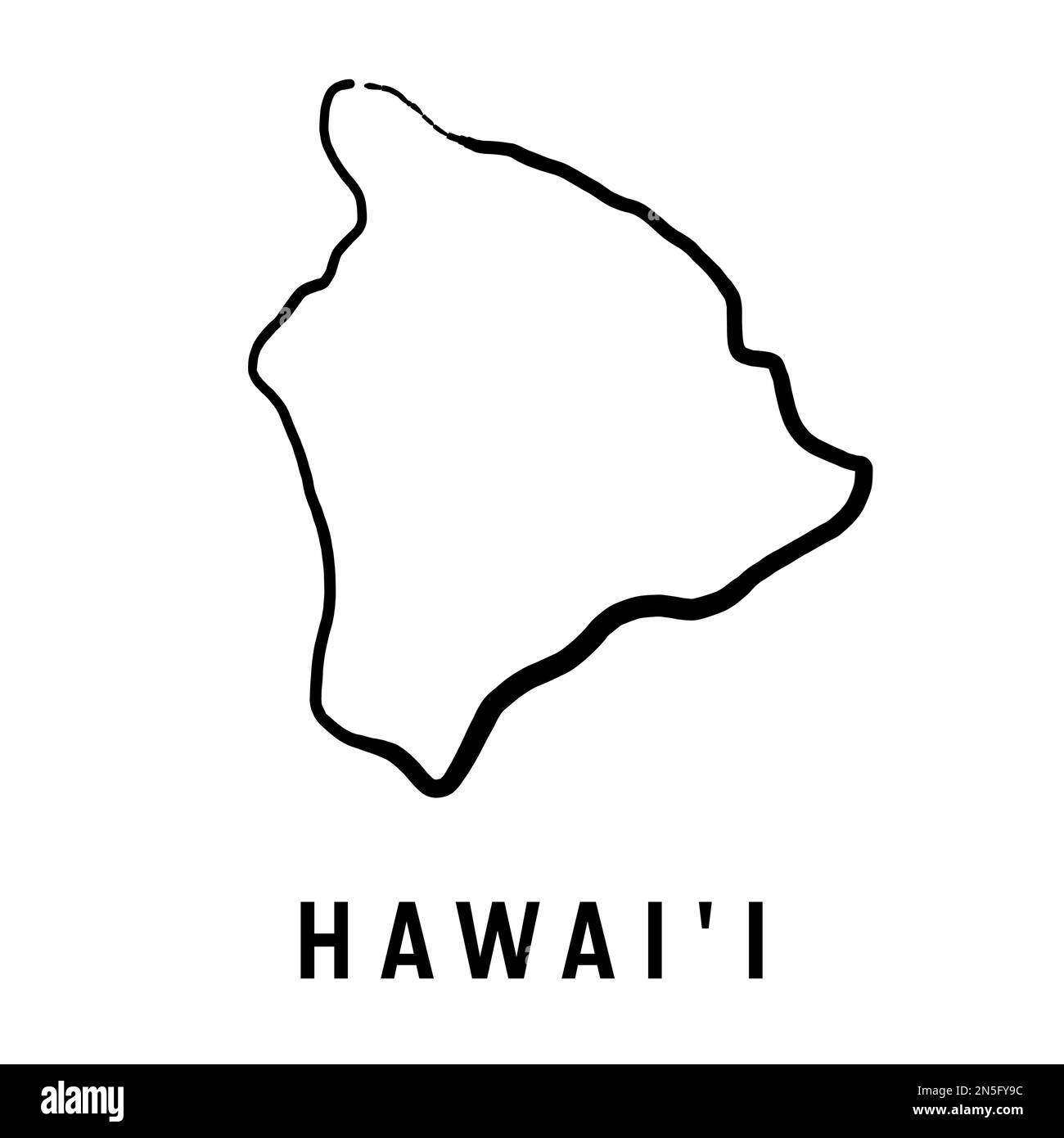 Carte de l'île de Hawai'i (Hawaï) simple contour. Carte de style simplifiée vectorisée à la main. Illustration de Vecteur