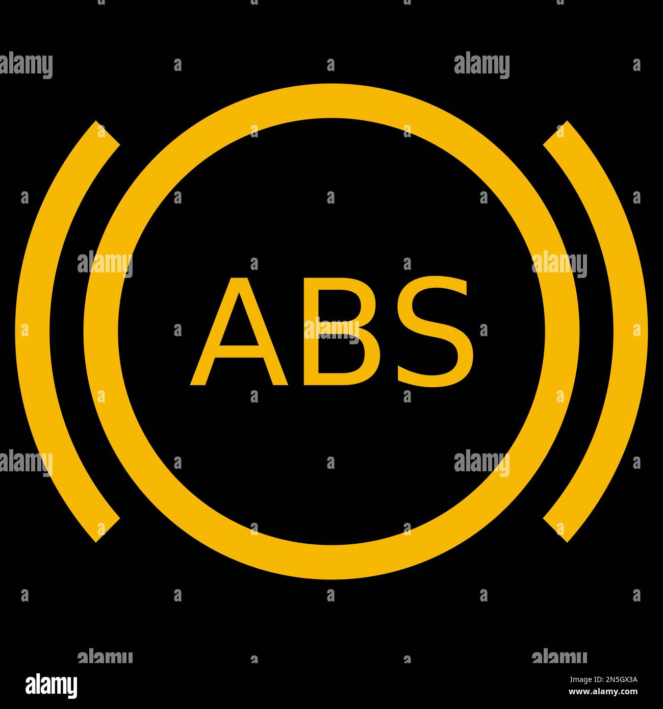 Image vectorielle orange sur fond noir d'un témoin de tableau de bord pour système de freinage antiblocage Illustration de Vecteur