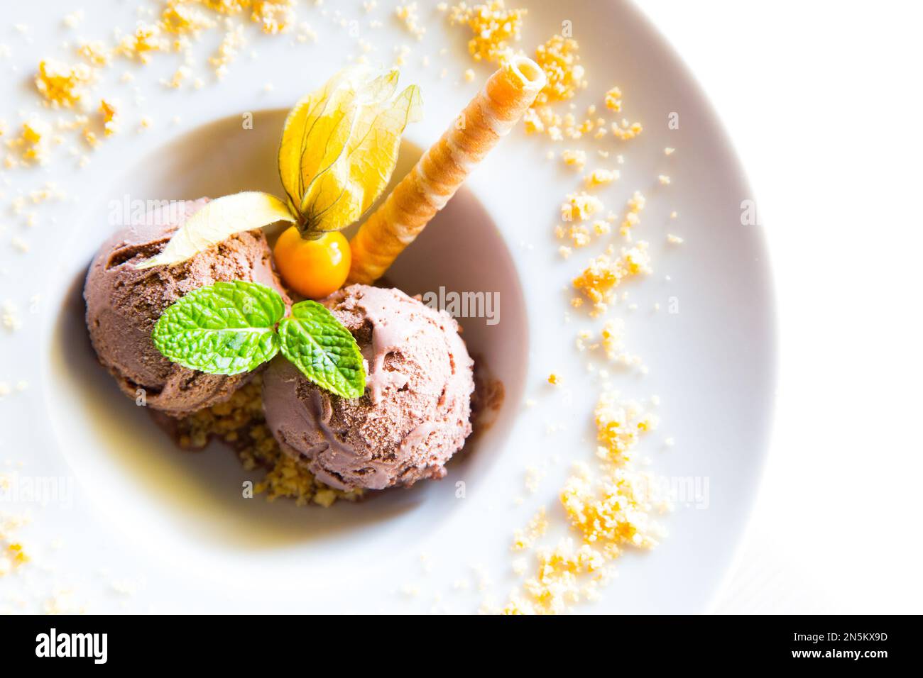 Crème glacée italienne aromatisée au chocolat artisanal Banque D'Images