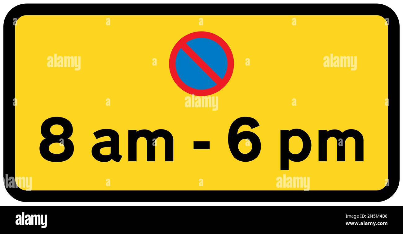 Attente interdite sauf pour le chargement et le déchargement pendant la période indiquée au panneau de signalisation britannique Banque D'Images