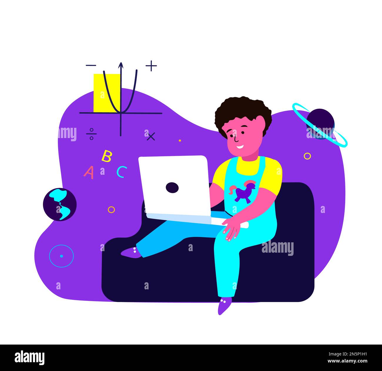 Formation à distance en ligne pour les enfants.Programme d'études pour les enfants pour les garçons et les écoliers,Accueil.travail à domicile en quarantaine,webinaire.leçon numérique sur ordinateur portable.apprentissage en ligne.Smart SC intelligent Banque D'Images