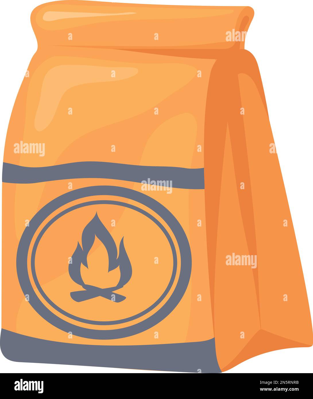 Sac en papier pour barbecue. Icône de dessin animé charbon isolée sur fond blanc Illustration de Vecteur