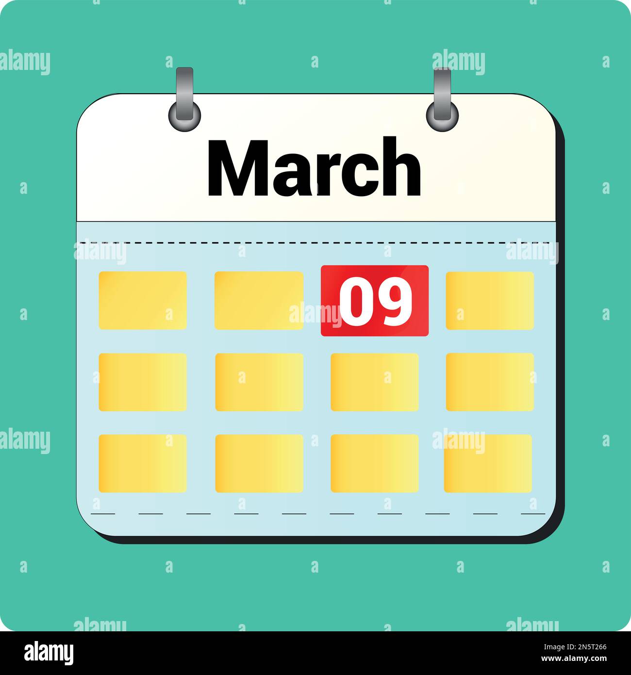 Dessin vectoriel de calendrier, date 09 mars sur la page Illustration de Vecteur