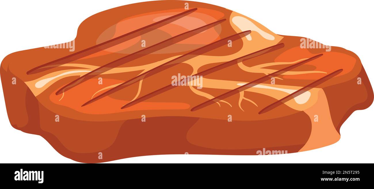 Icône steak de bœuf. Bande de viande grillée de dessin animé isolée sur fond blanc Illustration de Vecteur