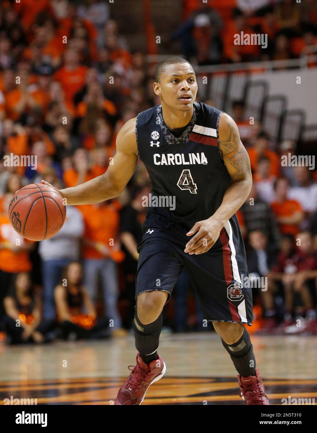 South Carolina guard Tyrone Johnson (4) is pictured during an NCAA