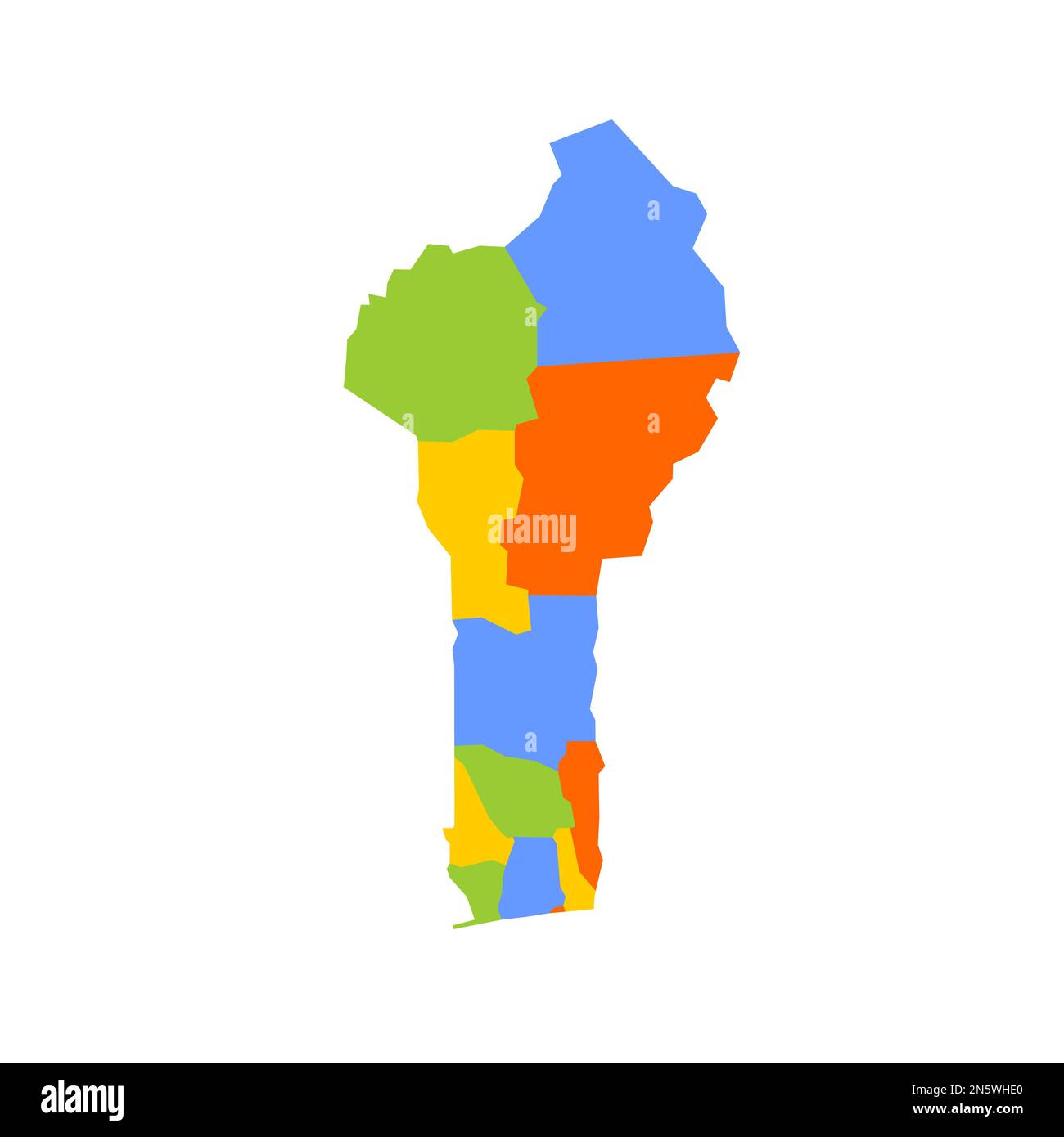 Bénin carte politique des divisions administratives départements