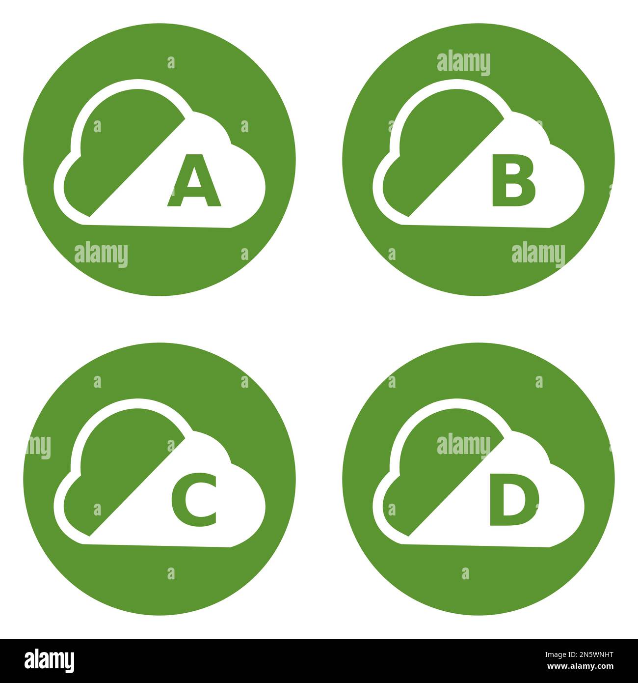 Symboles graphiques vectoriels pour les quatre classifications de zones d'émission (A à D) Illustration de Vecteur