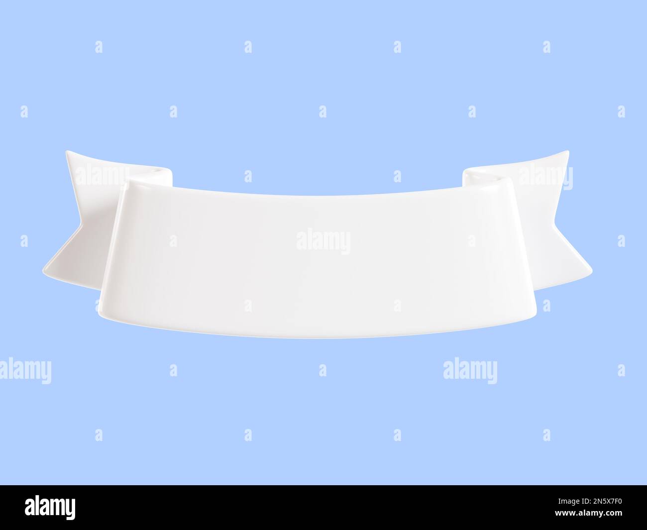 Rendu de la bannière ruban blanche 3D - illustration d'une zone de texte brillante pour le titre ou le message publicitaire. Banque D'Images