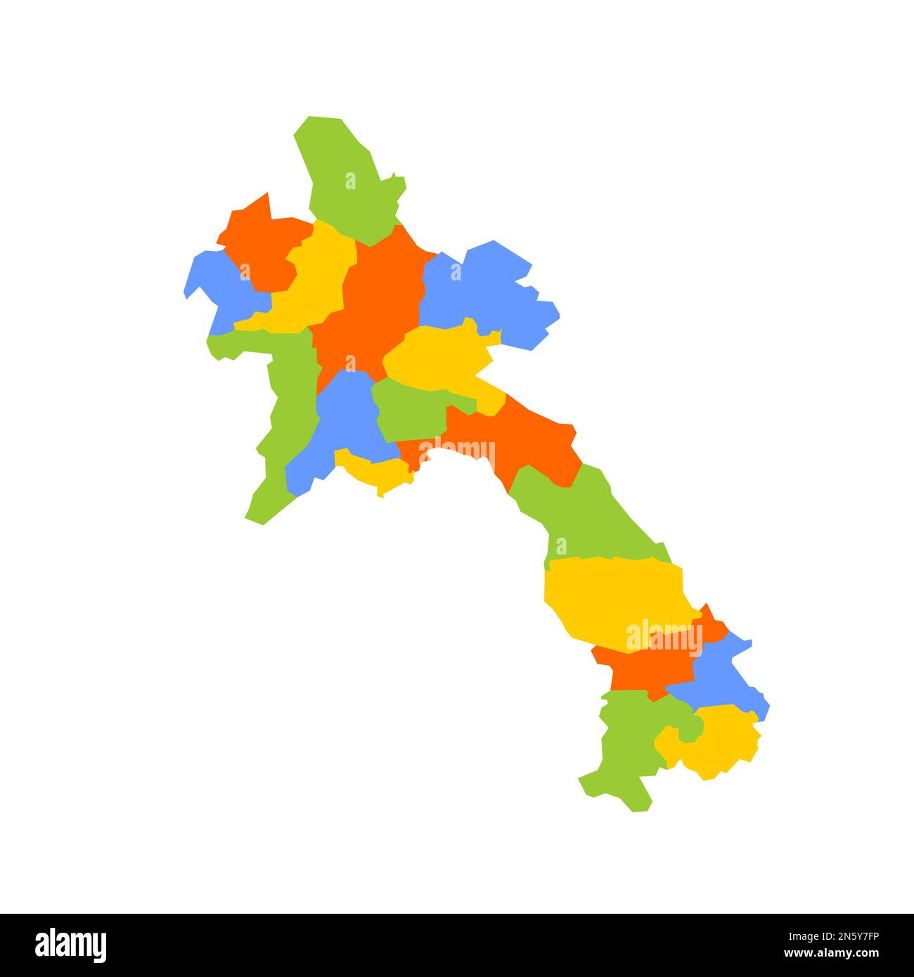 Laos carte politique des divisions administratives - provinces et préfecture de Vientiane. Carte vectorielle colorée vierge. Illustration de Vecteur