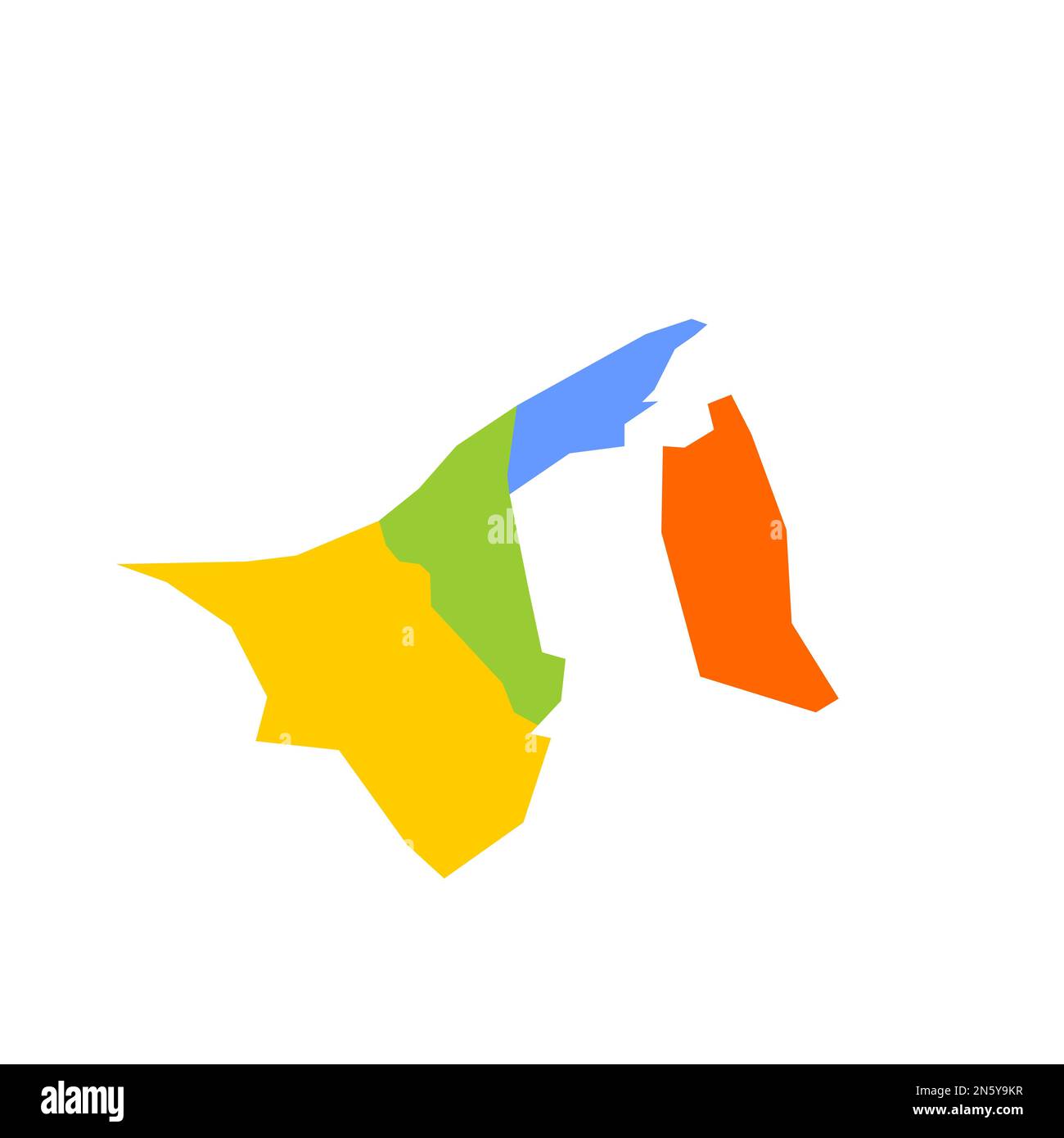 Brunei carte politique des divisions administratives - districts. Carte vectorielle colorée vierge. Illustration de Vecteur