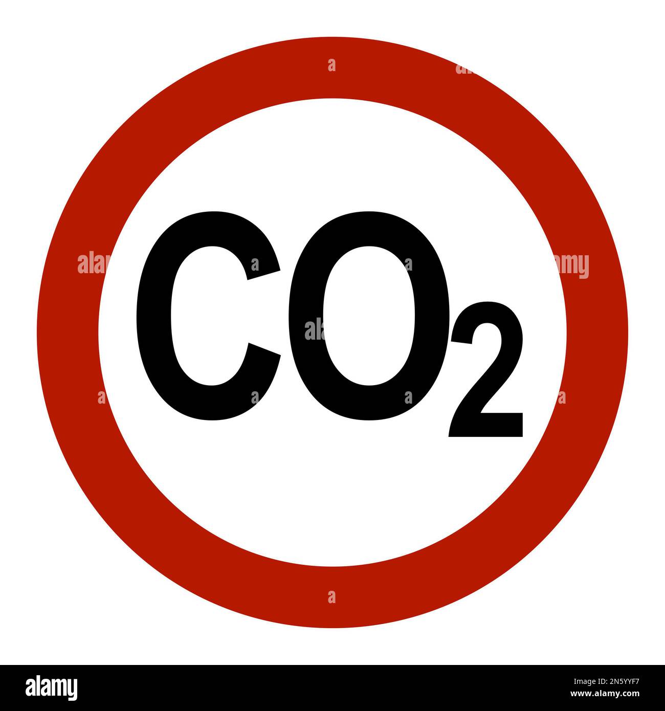 Panneau de signalisation rouge et blanc indiquant CO2 Banque D'Images