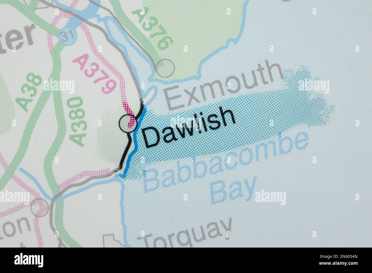 Dawlish, Royaume-Uni carte de l'atlas nom de la ville - peinture Banque D'Images