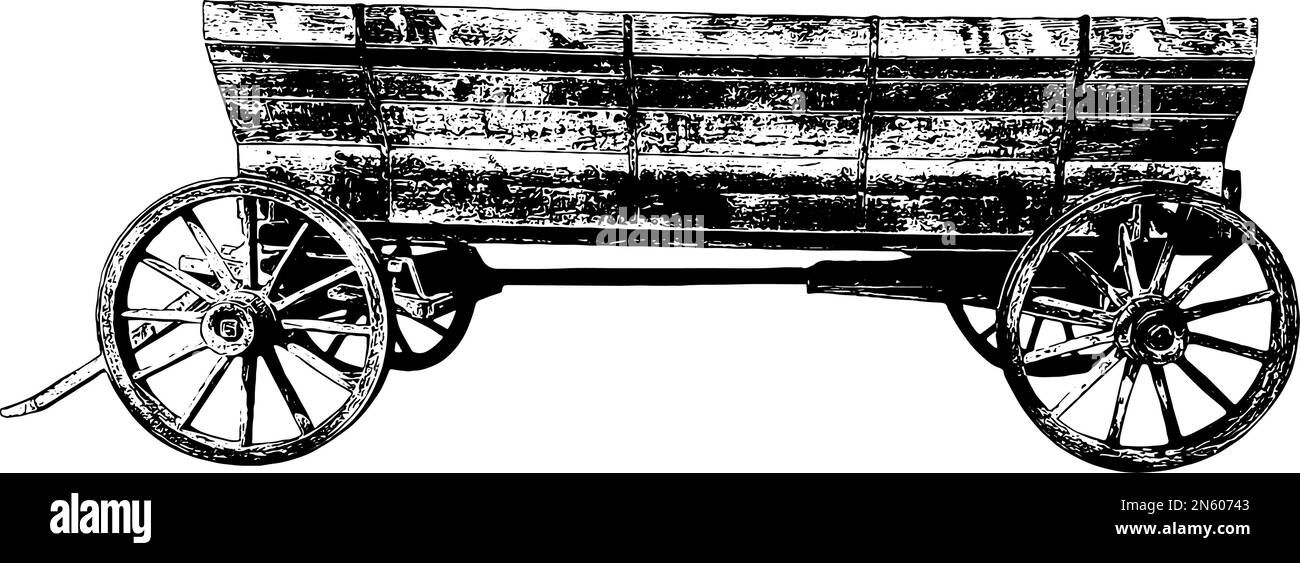 Wold chariot en bois style frontière illustration Illustration de Vecteur