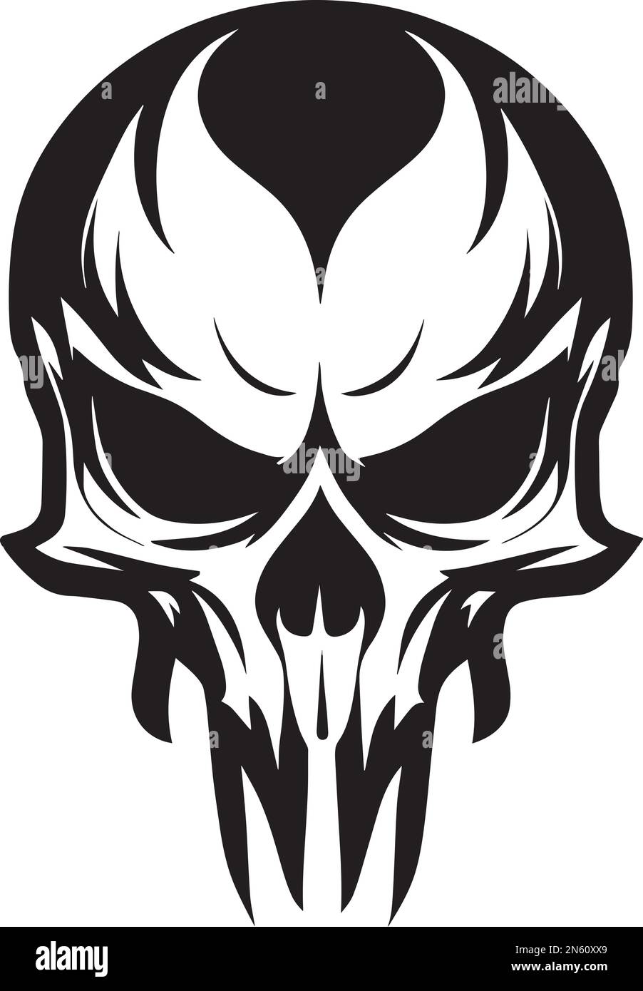 Illustration du logo Skull Monochrome Illustration de Vecteur