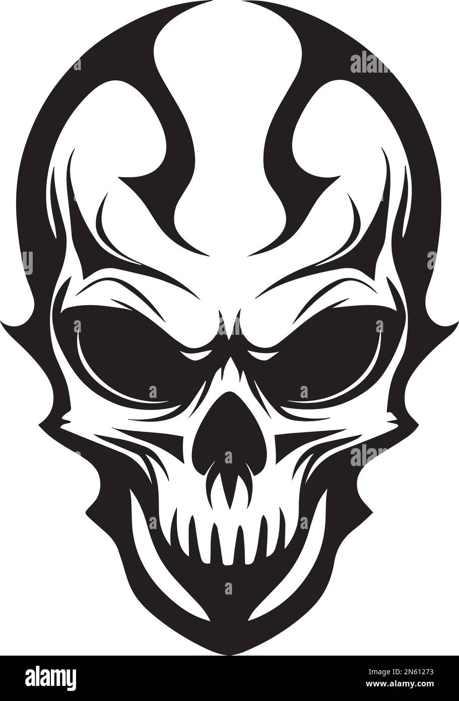 Illustration du logo Skull Monochrome Illustration de Vecteur