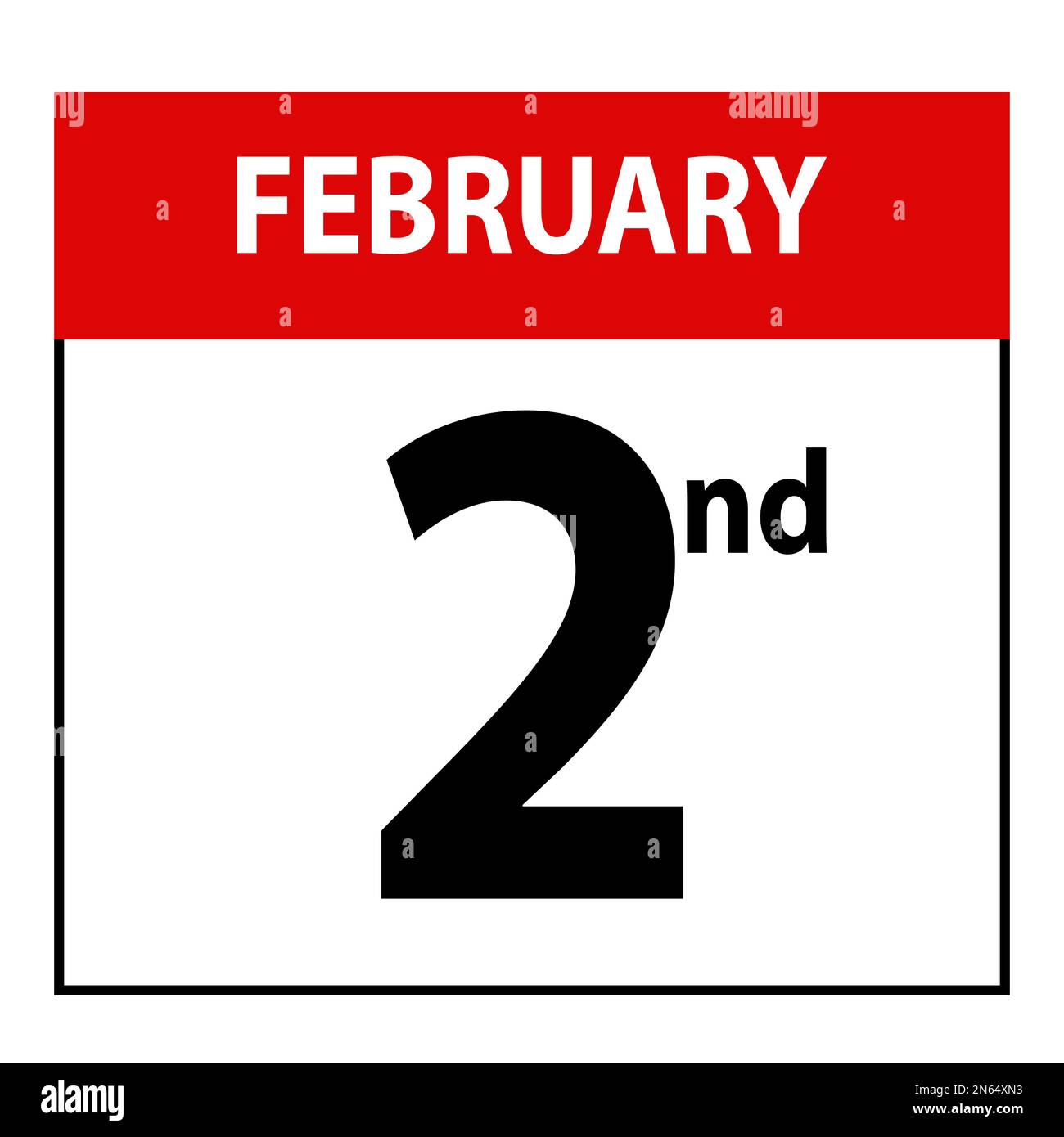 Date 2 février. Illustration de la feuille de calendrier Banque D'Images