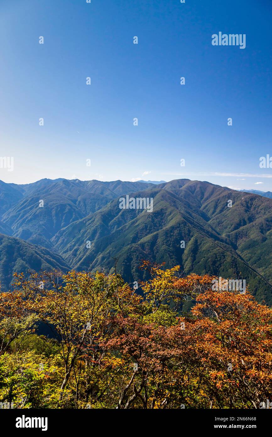 Vue sur les montagnes Chichibu, de la route Mitsumine à Mt.Kumotori (plus haut à Tokyo), ville de Chichibu, province de Saitama, Japon, Asie de l'est, Asie Banque D'Images