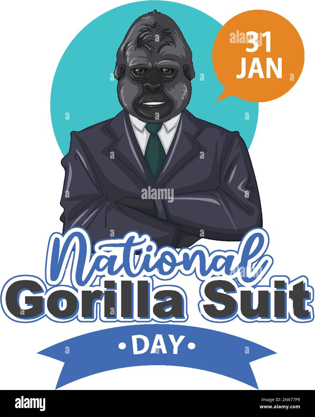 Illustration de la bannière nationale Gorilla suit Day Illustration de Vecteur