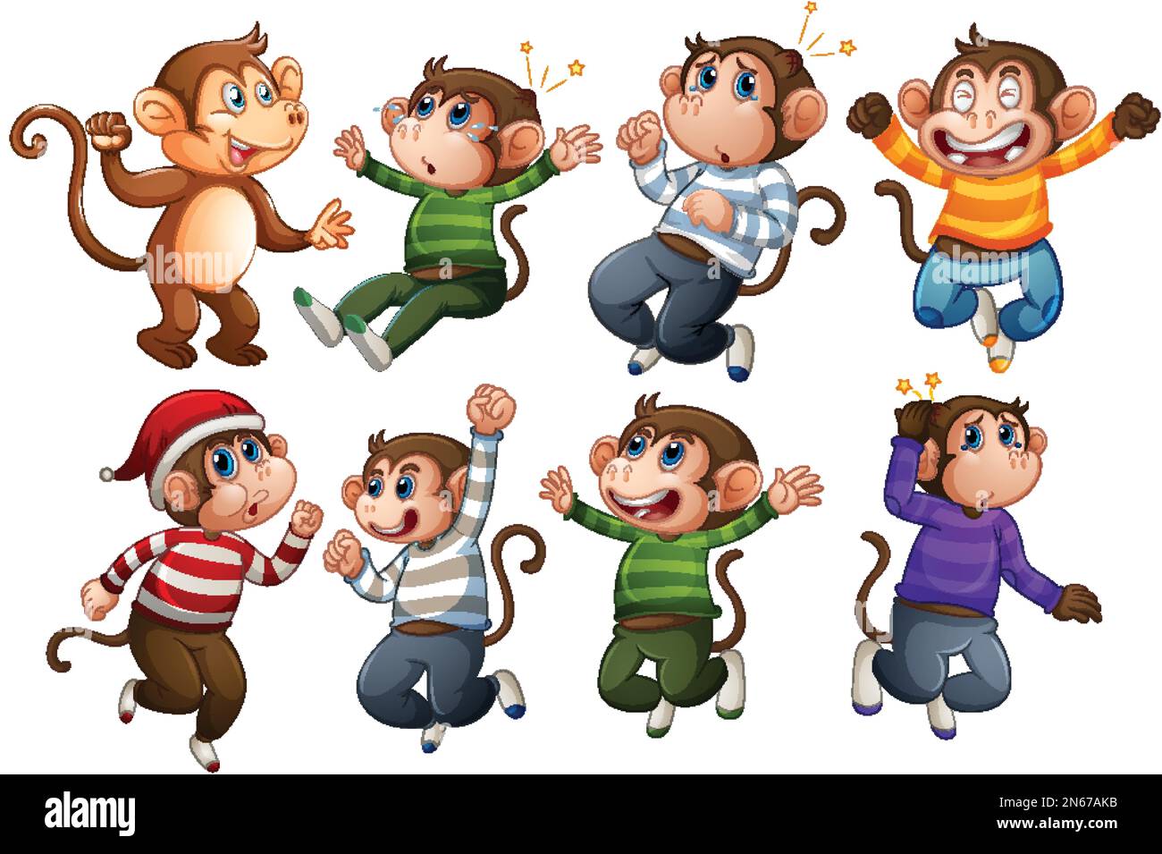 Illustration d'un jeu de personnages de dessin animé de singe Illustration de Vecteur