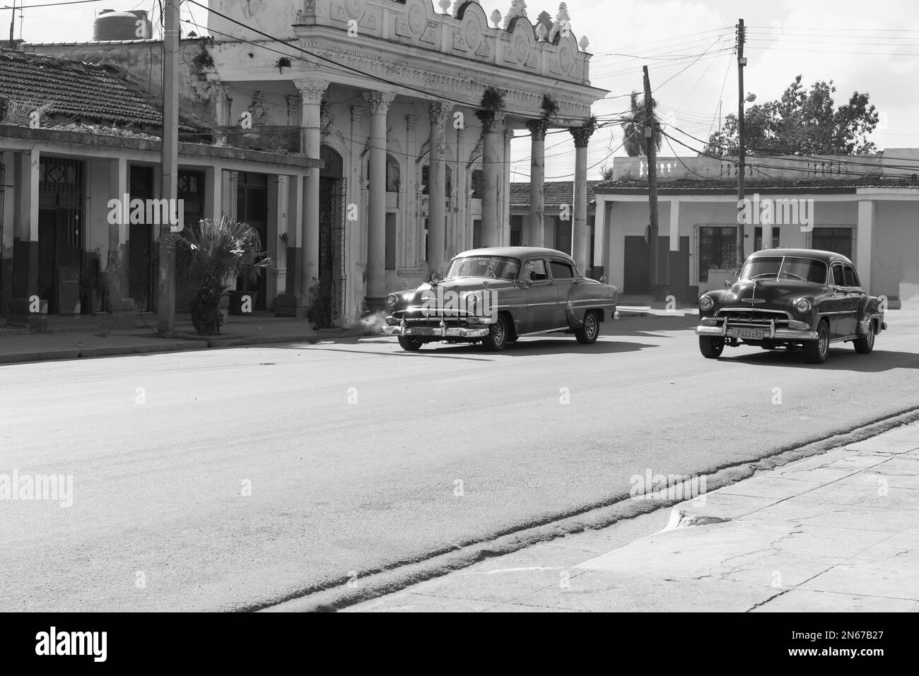 Palmira Cuba, voitures américaines Banque D'Images