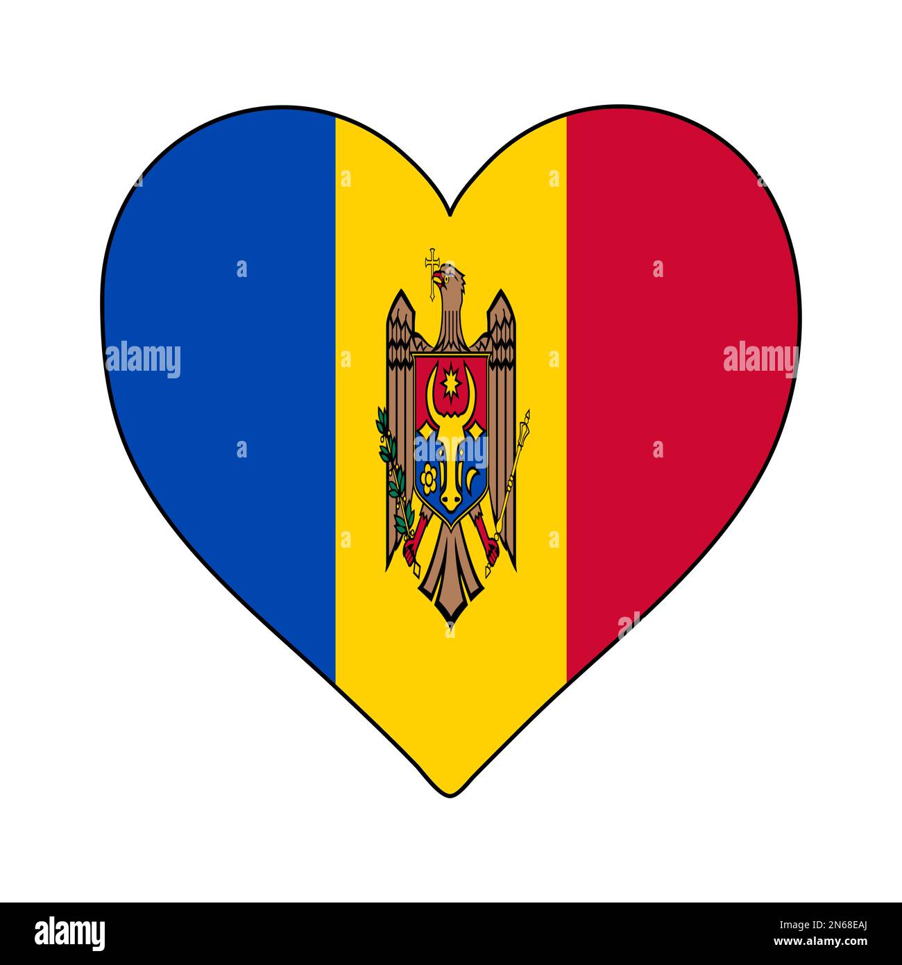 Drapeau en forme de coeur de Moldavie. Amour Moldavie. Visitez la Moldavie. Europe de l'est. Europe. Union européenne. Conception graphique d'illustration vectorielle. Illustration de Vecteur