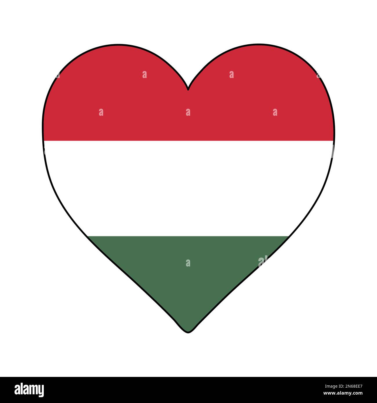 Drapeau de la forme du coeur de Hongrie. J'aime la Hongrie. Visitez la Hongrie. Europe de l'est. Europe. Union européenne. Conception graphique d'illustration vectorielle. Illustration de Vecteur