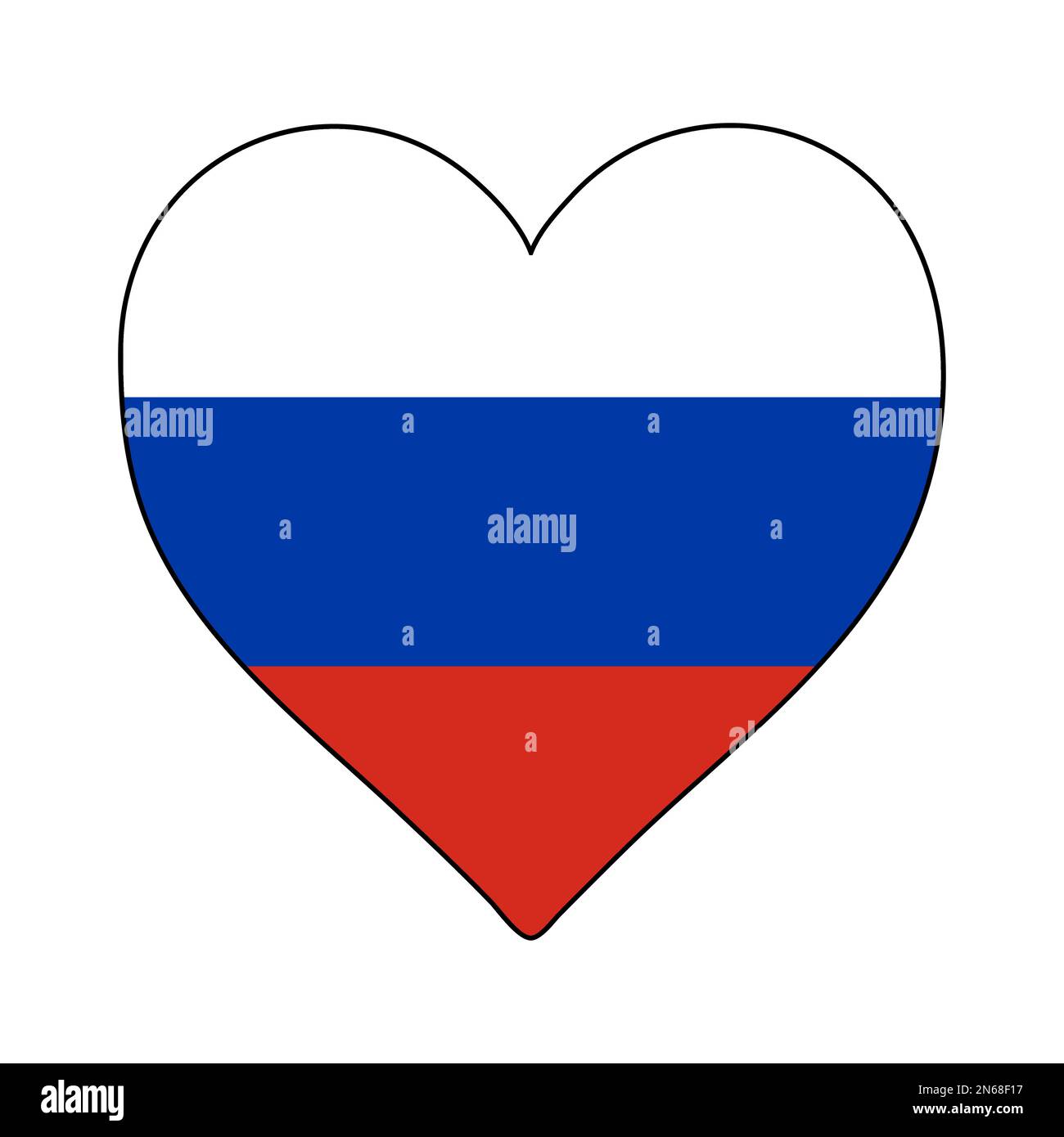 Drapeau de la forme du cœur de la Russie. J'aime la Russie. Visitez la Russie. Europe de l'est. Europe. Union européenne. Conception graphique d'illustration vectorielle. Illustration de Vecteur