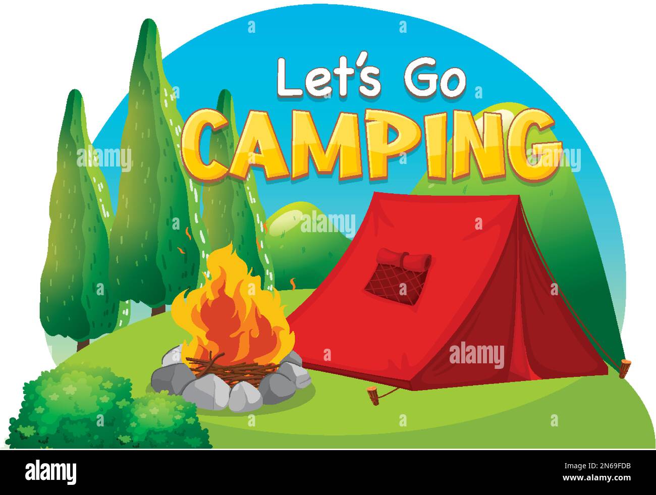 Tente de camping avec laisse Go texte illustration Image Vectorielle Stock  - Alamy