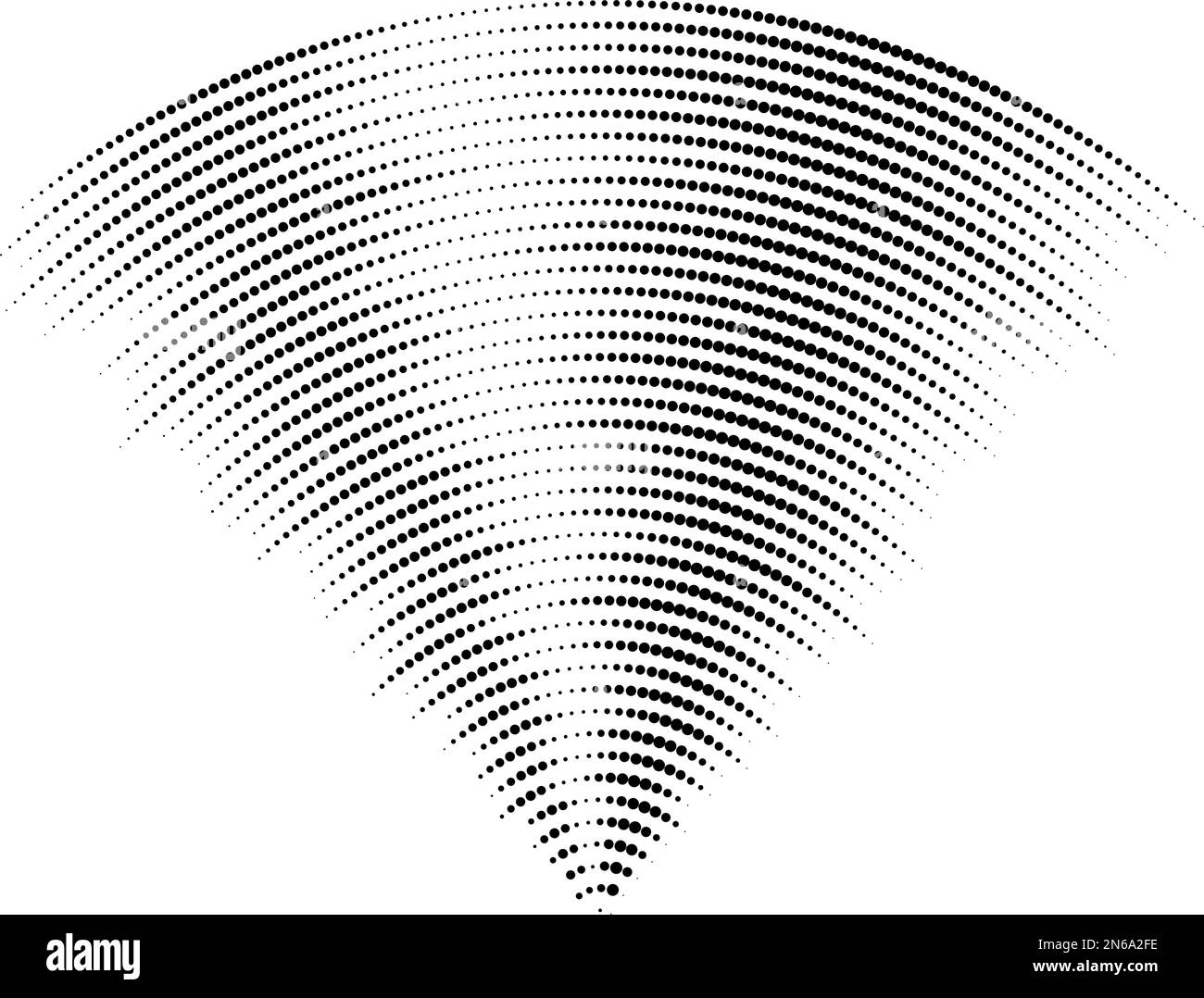 Signal sonore en pointillés. Concept radio ou audio musical. Icône d'épicentre ou de radar. Signaux radiaux texturés ou éléments de vibration. Lignes de courbe d'impulsion Illustration de Vecteur