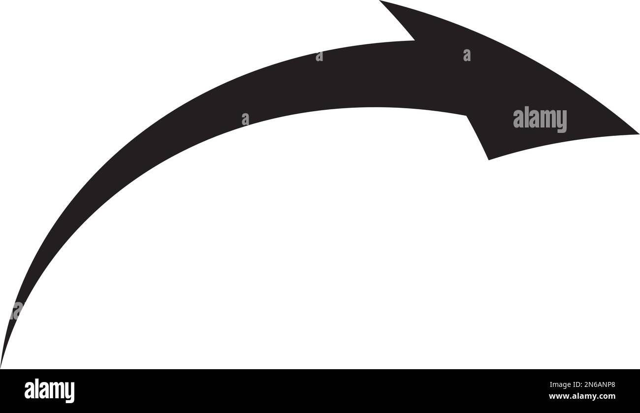 Une flèche simple noire courbée vers le haut. Une flèche qui semble sortir d'un certain point. Illustration de Vecteur