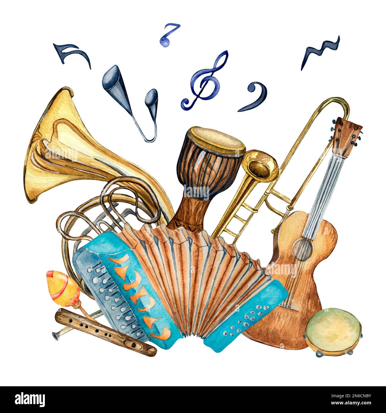 Composition d'instruments de musique jazz et illustration