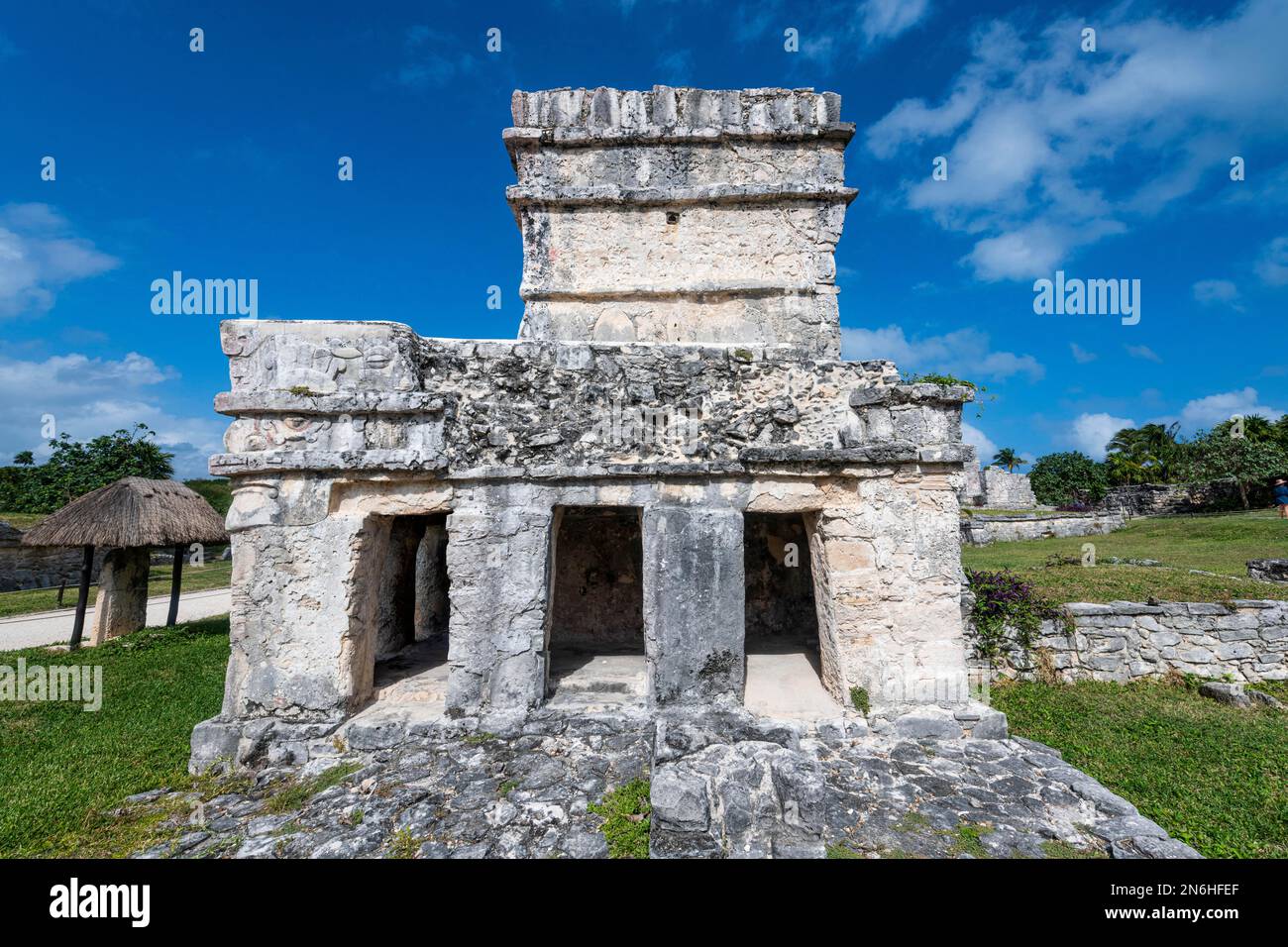 Ville fortifiée maya pré-colombienne Tulum, Quintana Roo, Mexique Banque D'Images