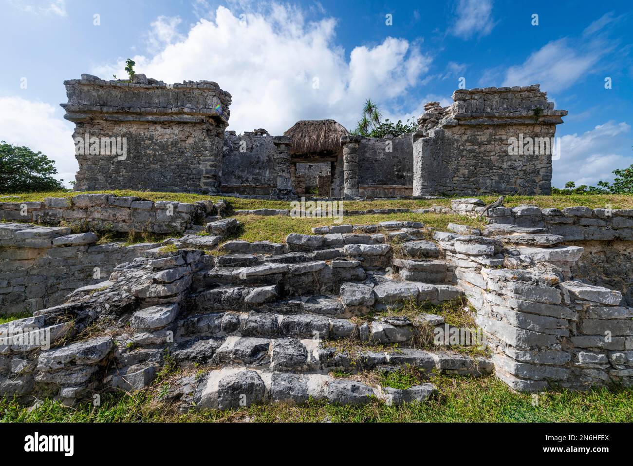 Ville fortifiée maya pré-colombienne Tulum, Quintana Roo, Mexique Banque D'Images