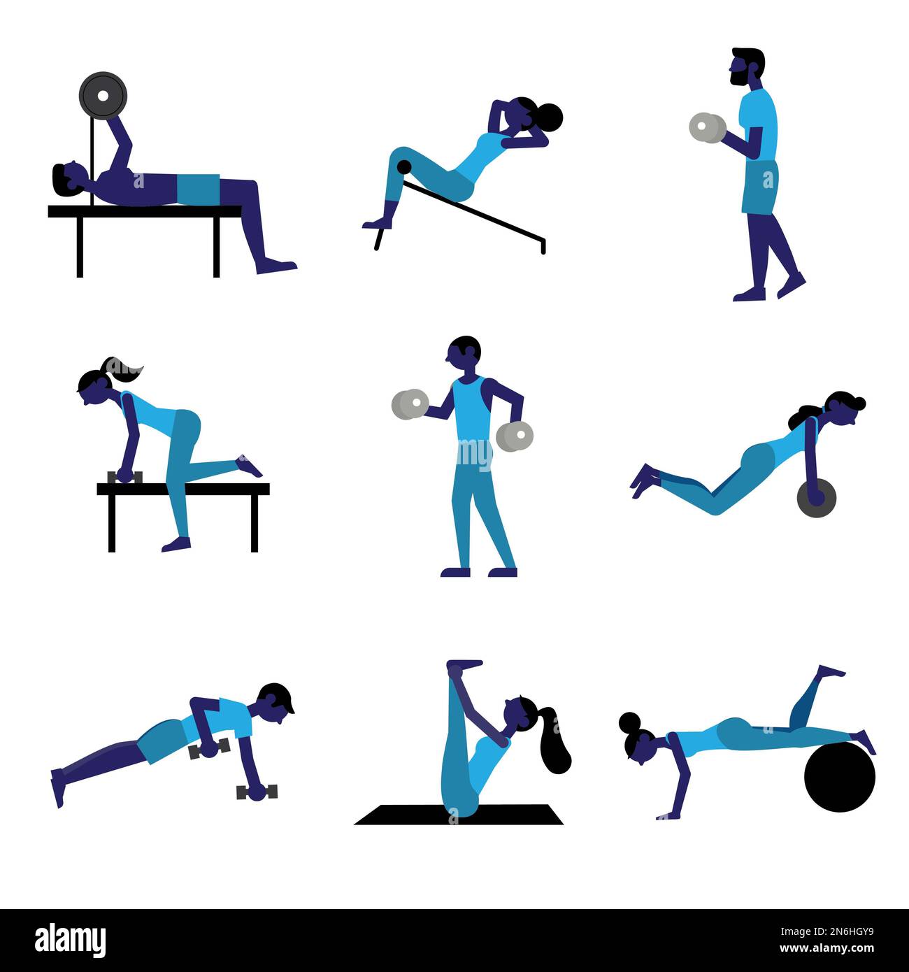 Les Gens Faisant Différents Exercices Physiques Gym Masculin Et