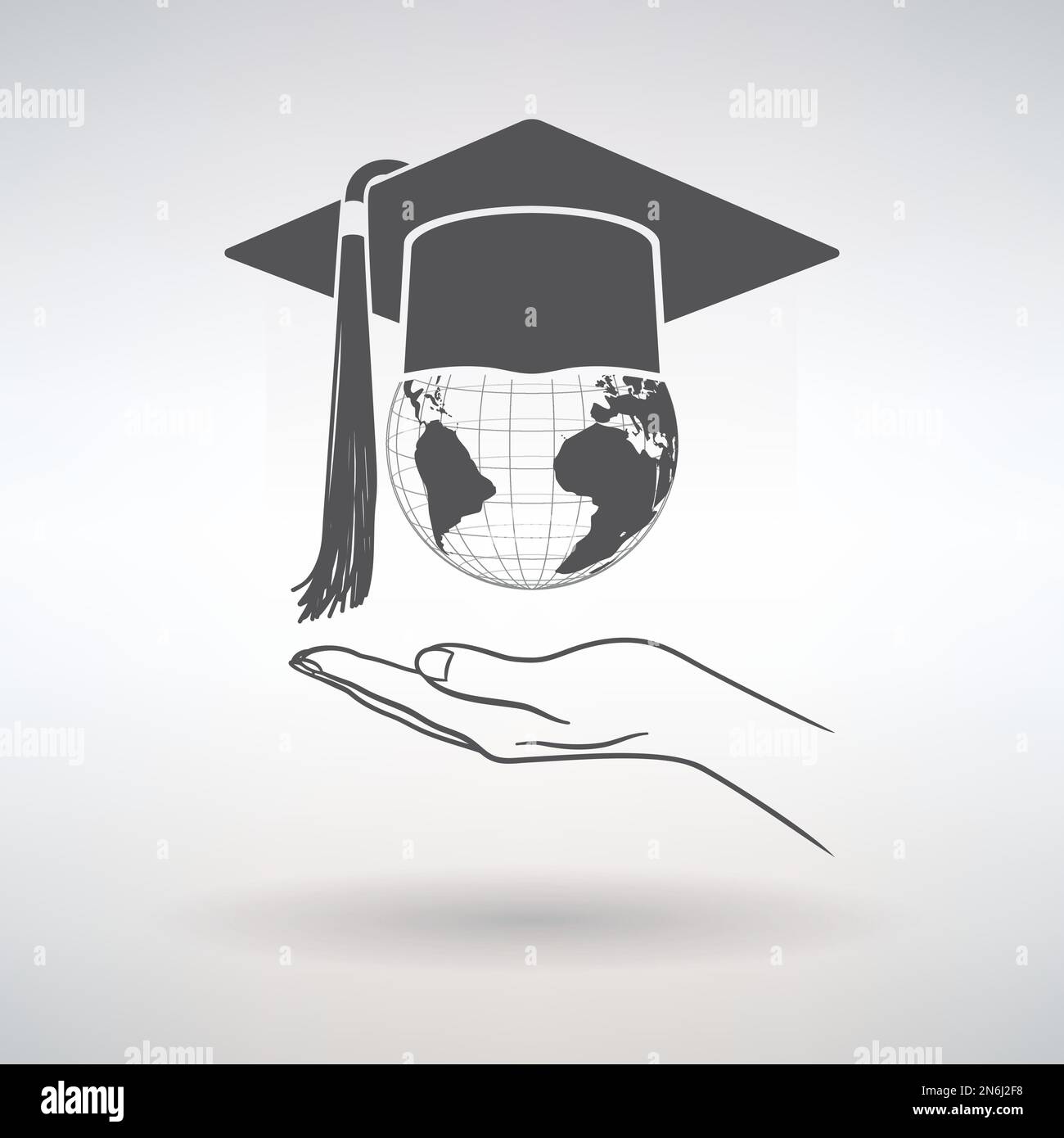 main ouverte icon avec capuchon gradué sur le globe sur fond clair Illustration de Vecteur