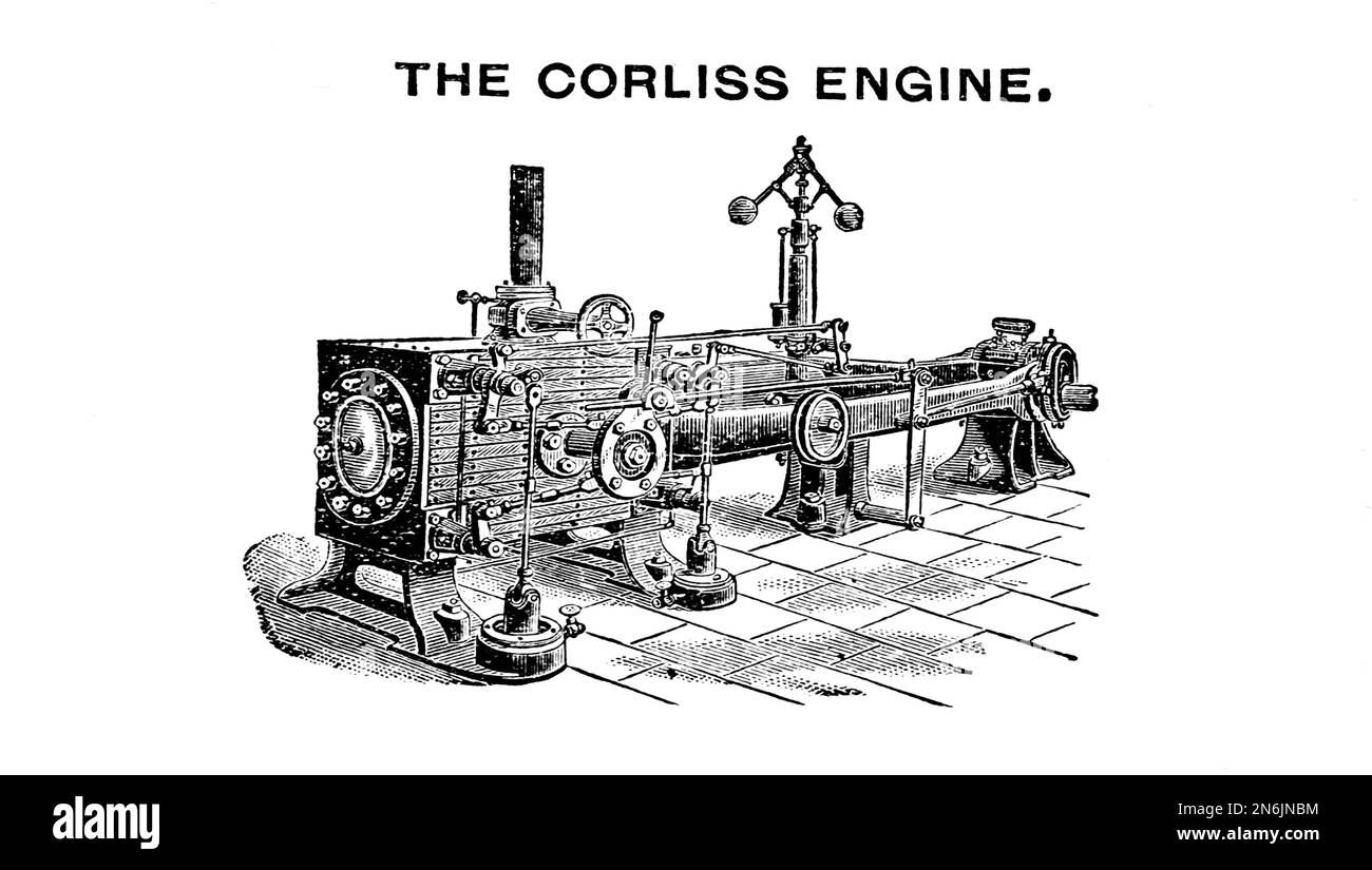 Le moteur Corliss d'Otto Stephenson, le manuel illustré de test pratique, d'examen et de référence prêt à l'emploi pour les mécaniciens de train, de locomotive et de marine, les pompiers, les électriciens et les machinistes, afin d'obtenir la licence de mécanicien de vapeur publiée à Chicago, W. G. Kraft en 1891 Banque D'Images
