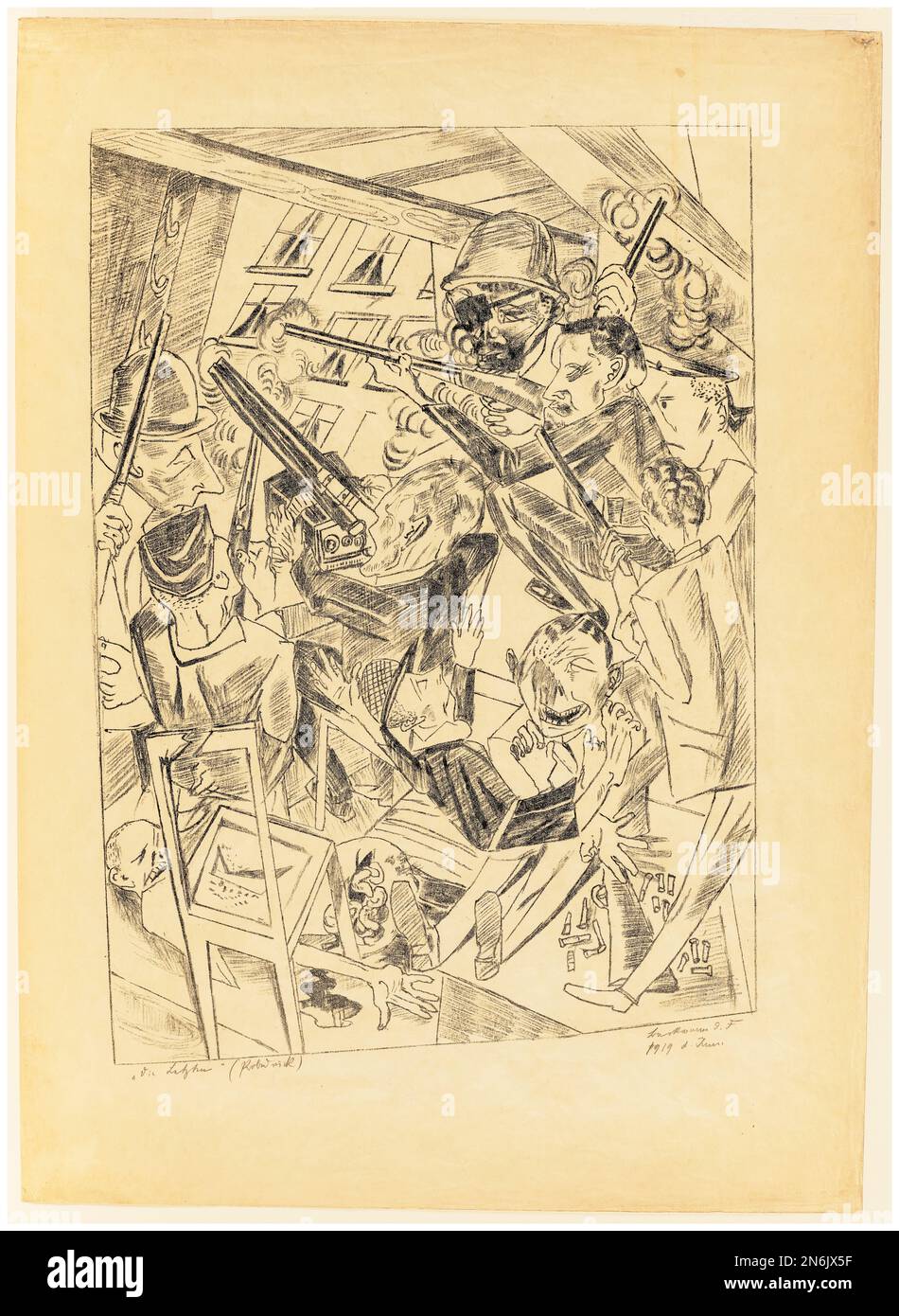 Max Beckmann, The Last, impression lithographique d'un dessin à la craie, 1919 Banque D'Images