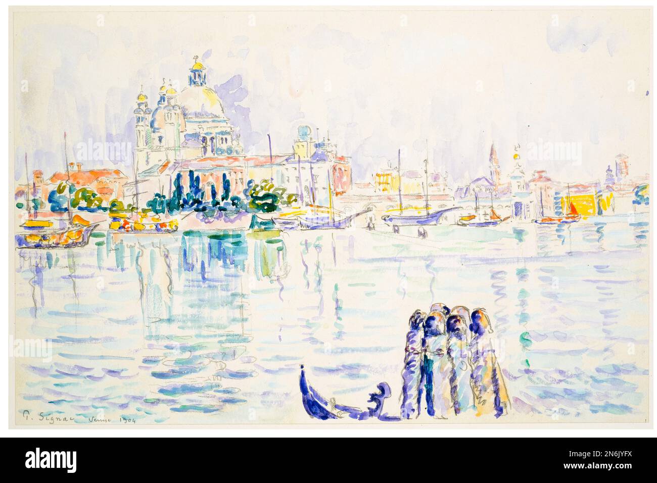 Venise : Grand Canal, peinture de paysage en aquarelle et crayon par Paul Signac, 1904 Banque D'Images