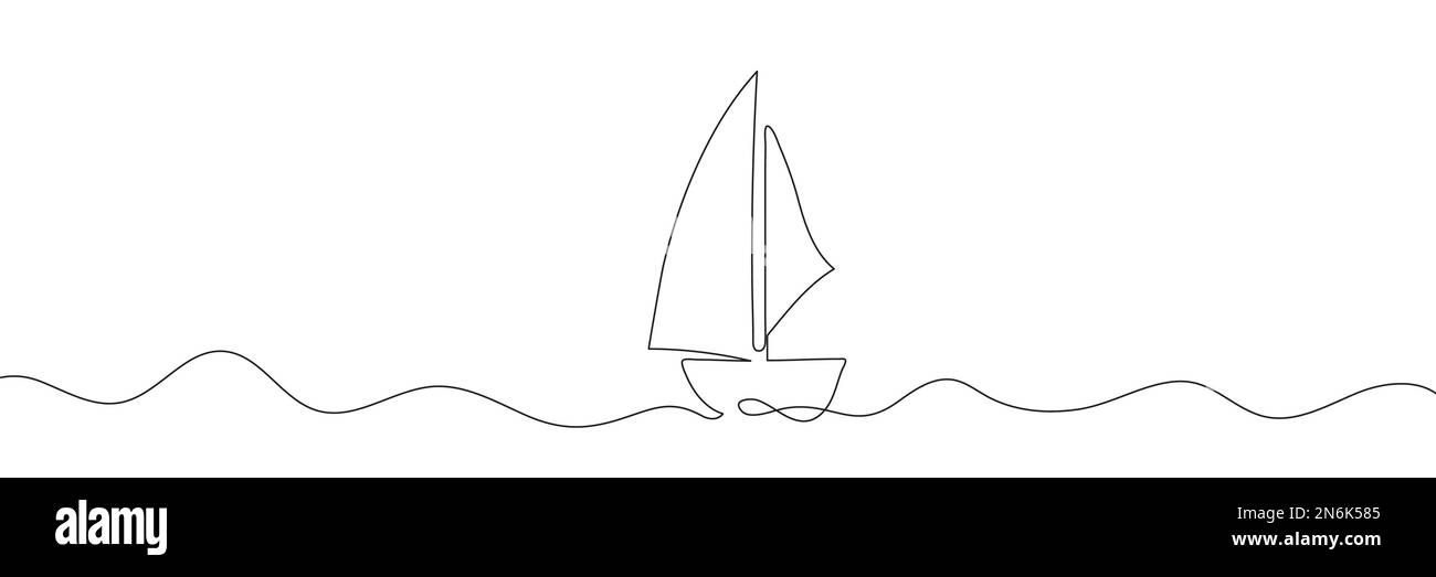 Ligne continue silhouette abstraite d'un voilier. Illustration vectorielle Illustration de Vecteur