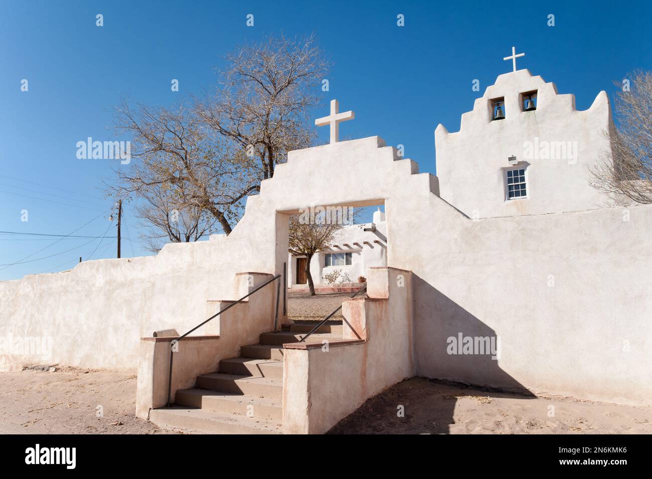 Historique bien conservé Mission San Jose de Laguna dans Old Laguna colonie de Laguna Pueblo réserve amérindienne, Nouveau Mexique, Etats-Unis Banque D'Images