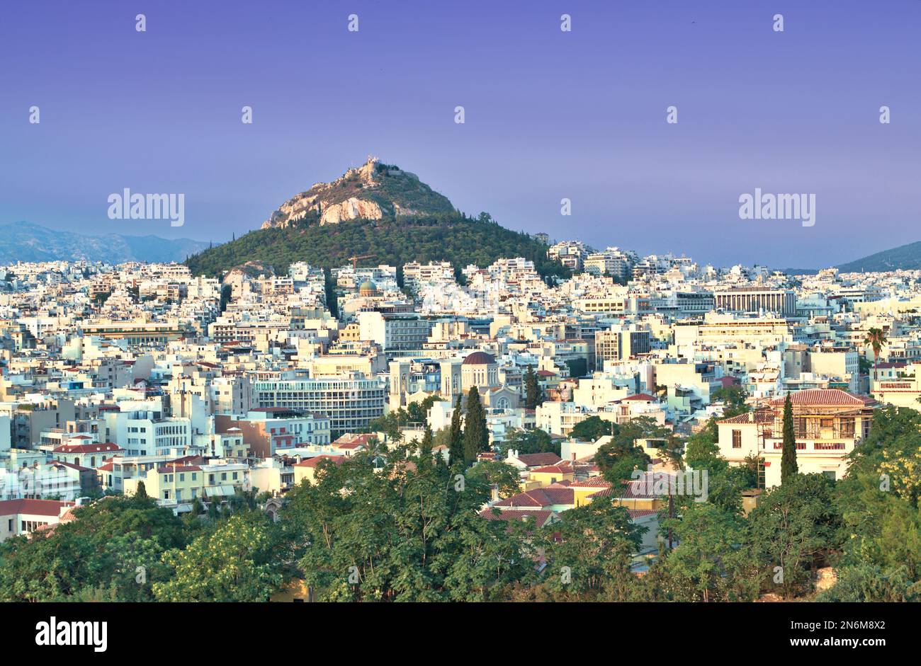 Paysage urbain d'Athènes et Mont Lycabette - Grèce Banque D'Images
