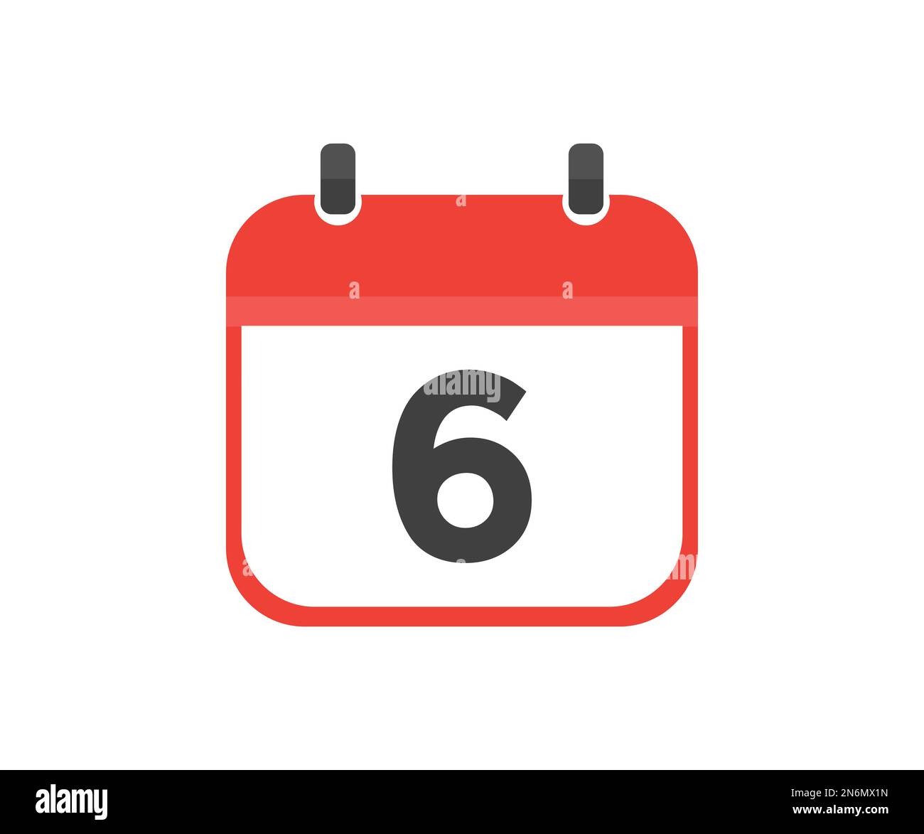 Calendrier simple avec date 6, logo du sixième jour. Icône calendrier jour 6. Symbole de rappel. Date de planification de l'événement. Vecteur horaire de rendez-vous de réunion. Illustration de Vecteur