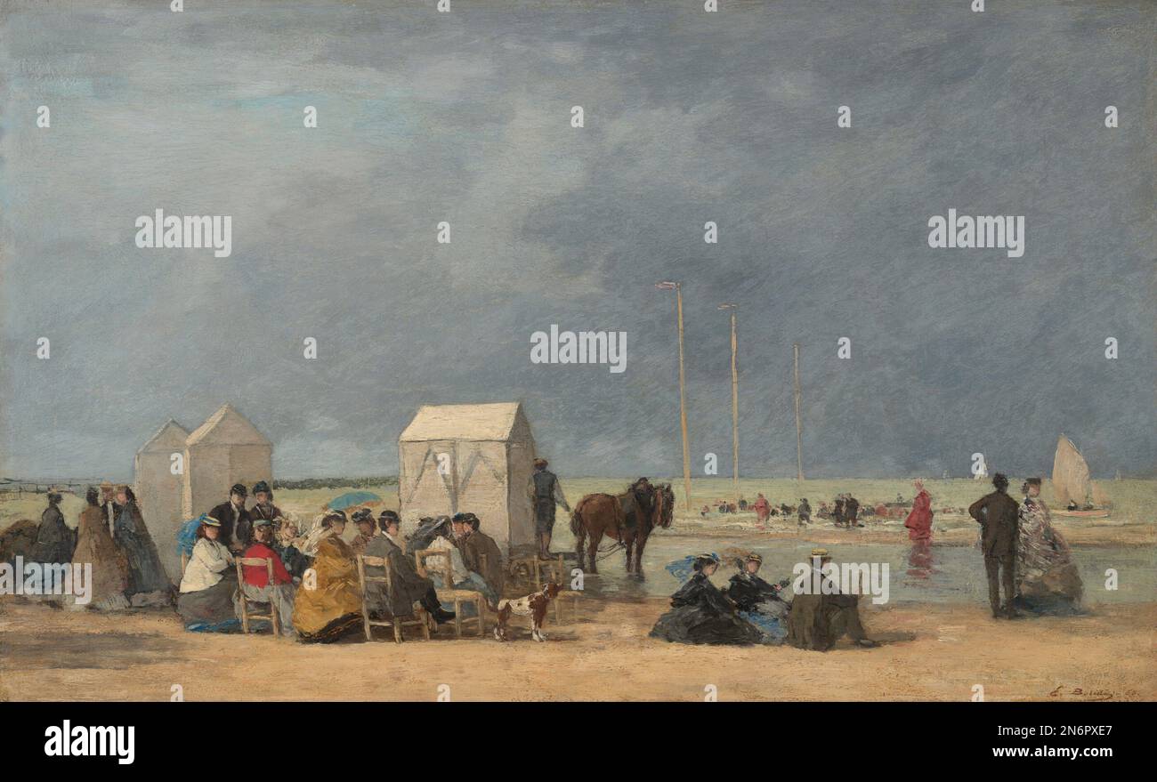 Scène de plage Eugène Boudin 1862 Banque D'Images