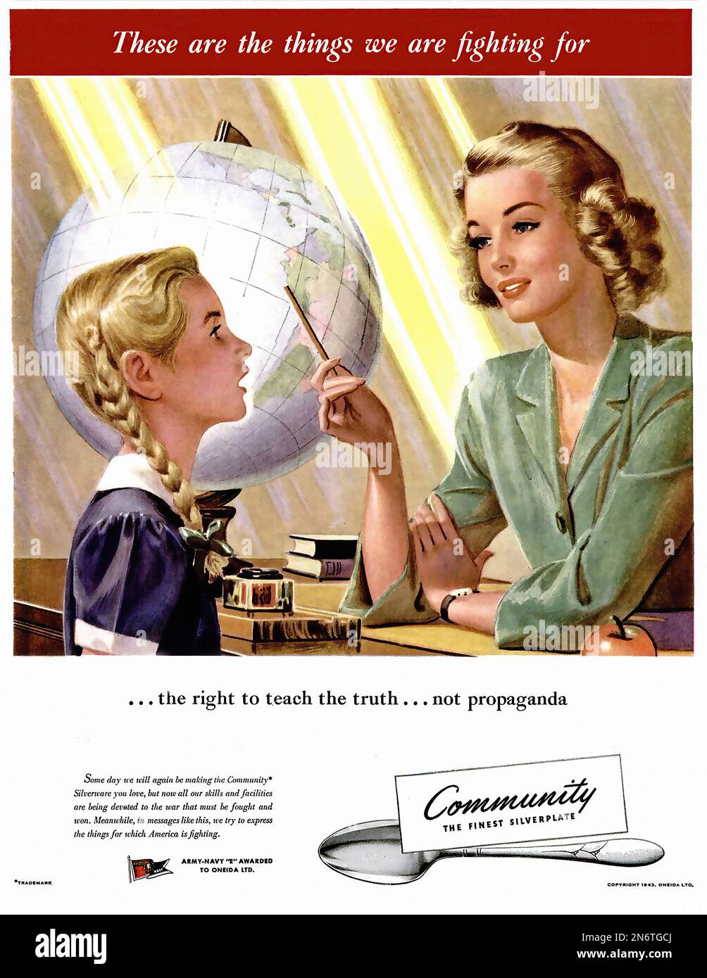 1943 - Silverware Community - Publicité américaine (É.-U.) pendant la Seconde Guerre mondiale Banque D'Images
