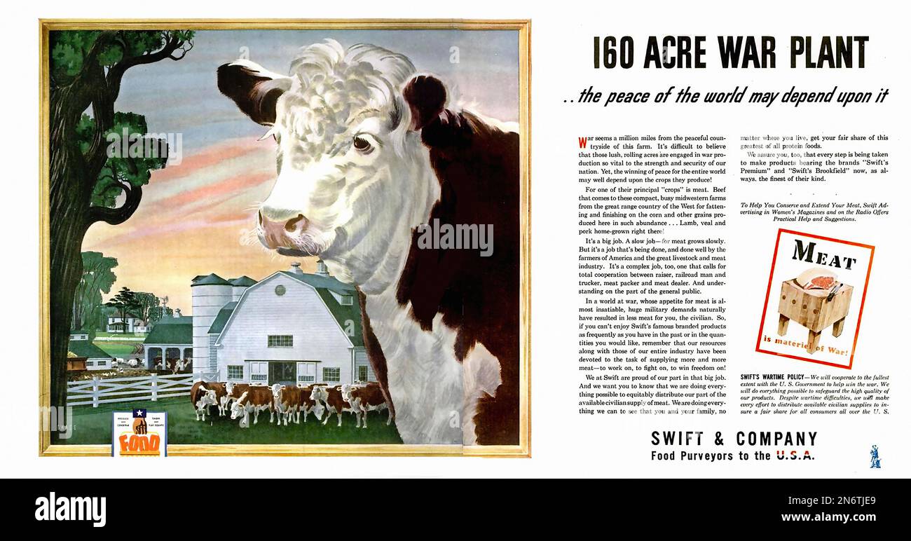 Meat Swift & Company - Publicité américaine (États-Unis) pendant la Seconde Guerre mondiale Banque D'Images