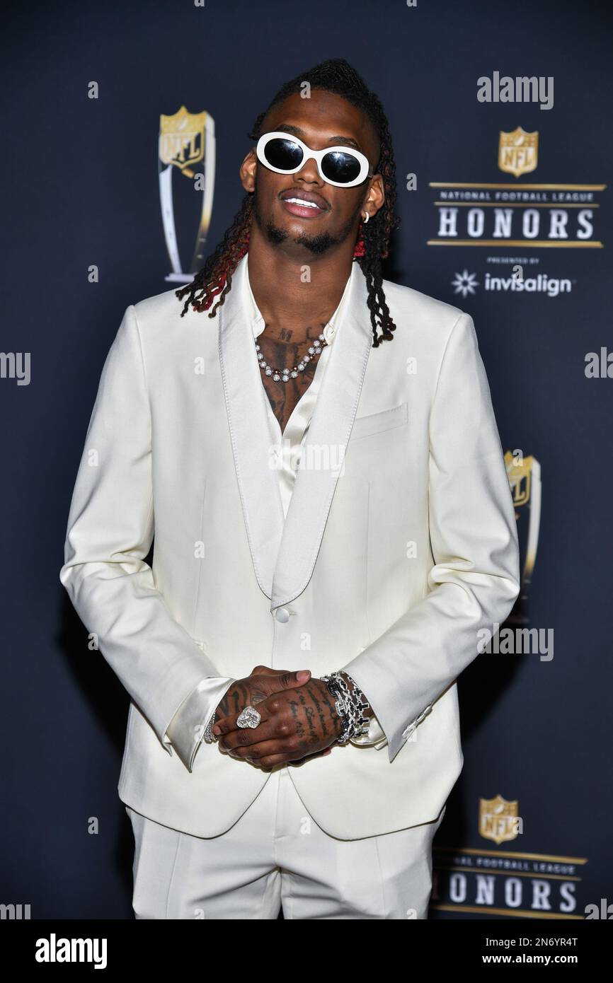 Phoenix, Arizona, le 12 février 2023, CeeDee Lamb marchant sur le tapis rouge de la NFL Honors, qui s'est tenue au Symphony Hall du Phoenix Convention Center de Phoenix, Arizona, le 9 février 2023. Le Super Bowl LVII aura lieu le dimanche 12 février 2023 entre les Kansas City Chiefs et les Philadelphia Eagles. (Photo par Anthony Behar/Sipa USA) Banque D'Images