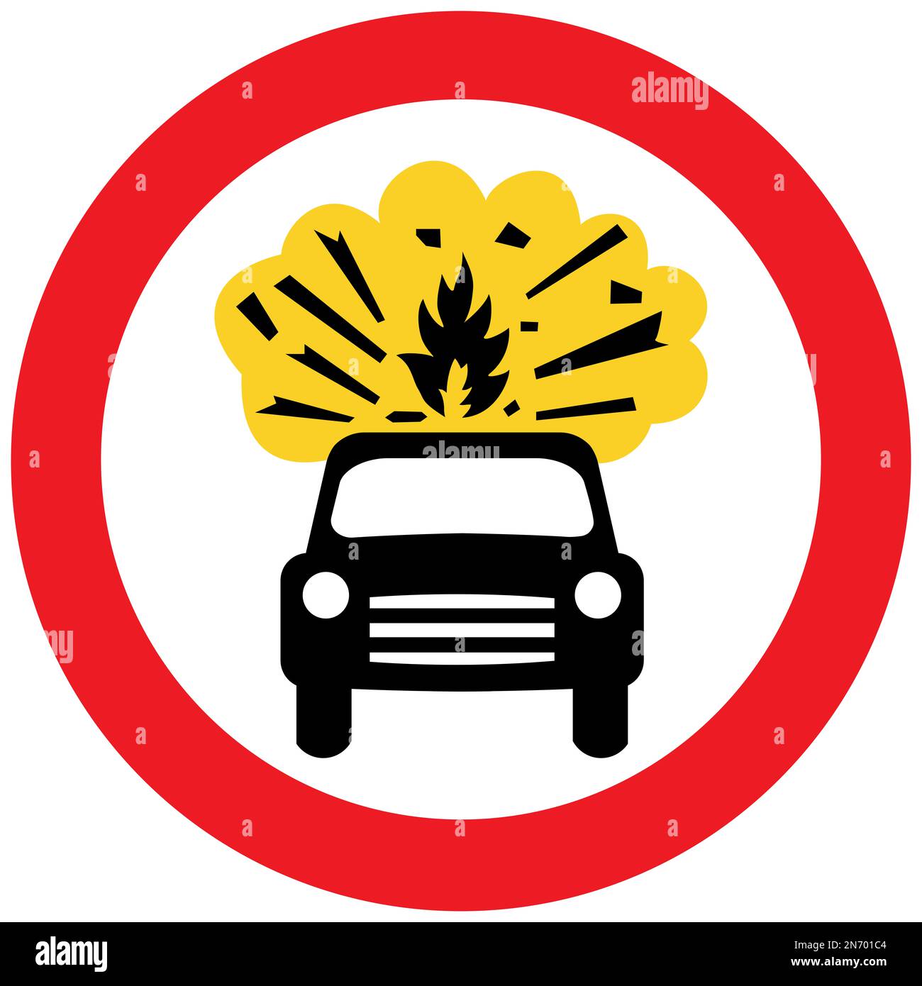 Les véhicules transportant des explosifs ont interdit la signalisation routière britannique Banque D'Images