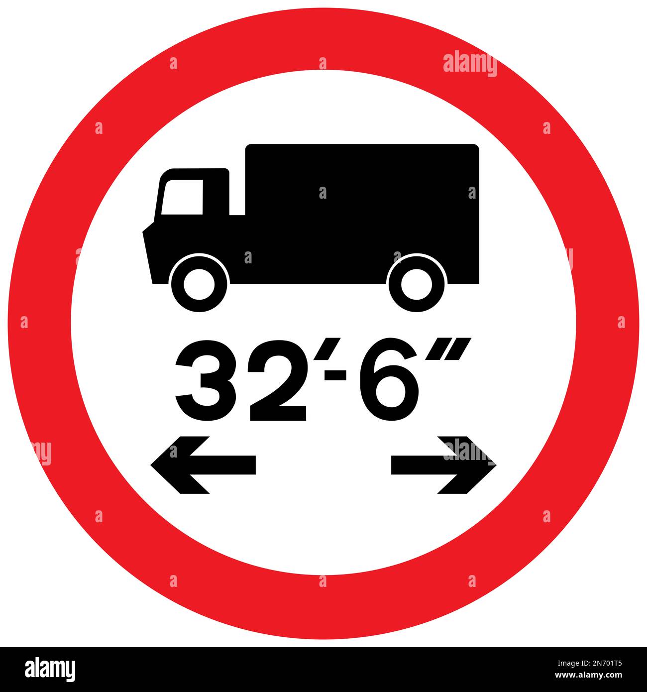 Les véhicules dépassant la longueur indiquée sont interdits par le panneau de signalisation impérial britannique Banque D'Images